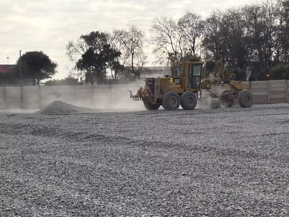 Cut and fill earthworks operations on a commercial site